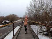 Preview 6 of Naked girl walking on the bridge