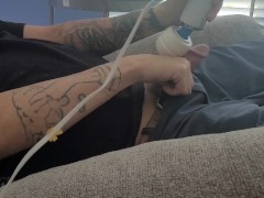 Jerk off & cum in recliner w/Hitachi 