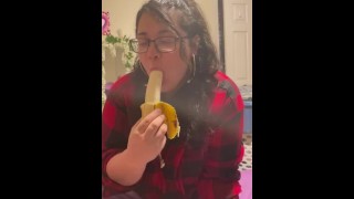 Practicing on a banana wishing it was you