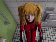 Preview 2 of Asuka tsundere eye contact handjob lickiyng and blowjob in the bathroom