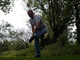 Kudoslong outside undresses and runs naked his shaved cock is small flaccid