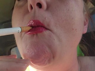 smoking cigarette, kink, big tits, brunette