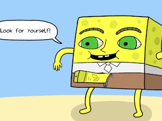 spongebob, cumshot, animation, ass fuck