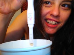 1st Time Pregnancy Test! I pee FART paper cup to see if I'm PREGNANT! Hairy Pussy Messy Piss Toilet
