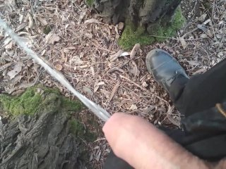 Pissing in the forest - Uncut penis outdoor piss