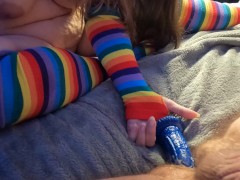 She Tries to Destroy my Ass with a !0.5" dildo, Finishes me off with a 8" Dildo!