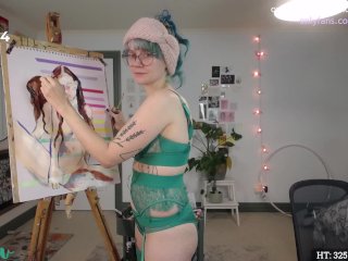 sexy lingerie, butt, painting, heidiv