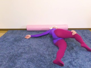 140cmミニマム女♡SASAKIレオタードエロエロヨガストレッチ日本人個人撮影yoga
