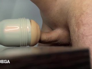 shaved cock, masturbation, fleshlight creampie, guy masturbating