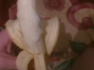 バナナに飛び散った。