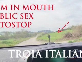 autostop, real car sex, blonde, public