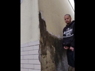 Dude Freeing a Lot of Pee in a Wall