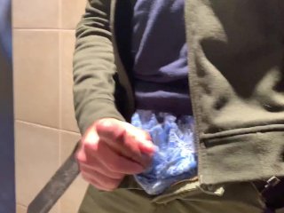 Jerking off in the train station toilet