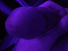 Stroking my cock in Purple light - Purple Dick video Part 1