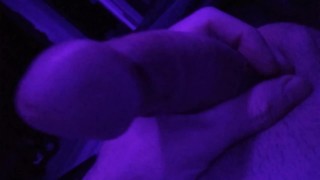 Stroking my cock in Purple light - Purple Dick video Part 1