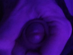 Pre cum play while masturbating in purple light - Purple Dick part 2