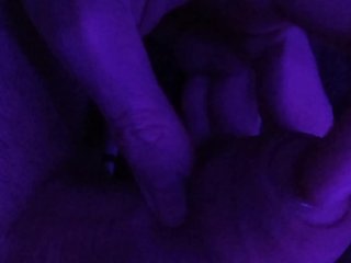 Pre cum play while masturbating in purple light - Purple Dick part 2