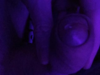 Pre Cum Play while Masturbating in Purple Light - Purple Dick Part 2