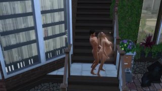 Fucked a pregnant beauty right on the stairs of her house