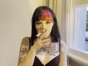 Preview 2 of slut smoking a cigarette in a hotel room