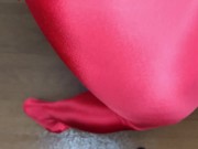 Preview 3 of Perfect Zentai Tights Rubbed Red Zentai