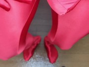 Preview 6 of Perfect Zentai Tights Rubbed Red Zentai