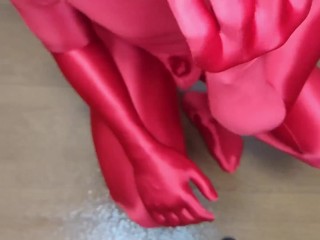 Идеальные колготки Zentai натертые на красный Zentai