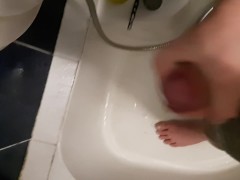 Boy cums in the shower