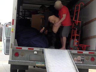 Right when he cums_my Neighbor walks by while we fuck in back of a Uhaul