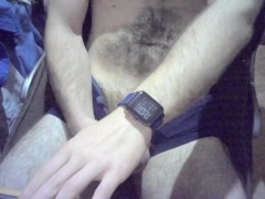 Hairy man masturbation