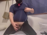 Preview 6 of Japanese chubby man Wearing a dog muzzle and working hard in doggy style.