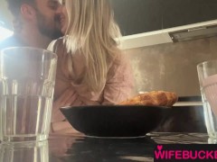 Video Wife Porn by WifeBucket - Having breakfast with my five made us horny and we fucked in the kitchen