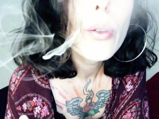 goth girl, british milf joi, milf smoking, british milf
