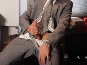 Preview 3 of Wanking off after work in my suit with my wet big cock