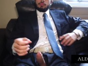 Preview 1 of jerking off 9 inch cock on office couch