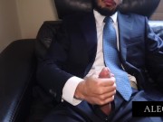 Preview 3 of jerking off 9 inch cock on office couch