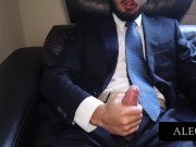 Preview 4 of jerking off 9 inch cock on office couch