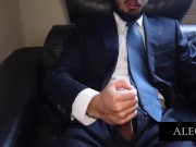 Preview 5 of jerking off 9 inch cock on office couch