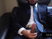 Preview 6 of jerking off 9 inch cock on office couch