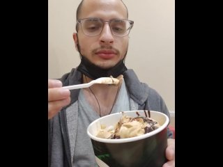 Big boy eating a big big ice cream 