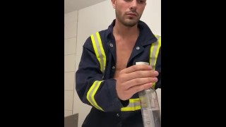Jacking dick in work uniform 
