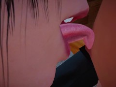 Two romantic schoolgirls licking man's cock and nipple