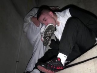 hars sneaker dominnation and foot fetish humliation in public building