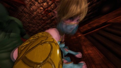 Zelda animando a Femboy Link a tomar monster cock en su culo | Animación 3D Hentai