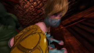 Zelda moedigt Femboy Link aan om monsterlul in zijn kont te nemen | 3D Hentai animatie