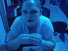 Sexy brunette smoking cigarette while talking dirty and rolling us a joint!