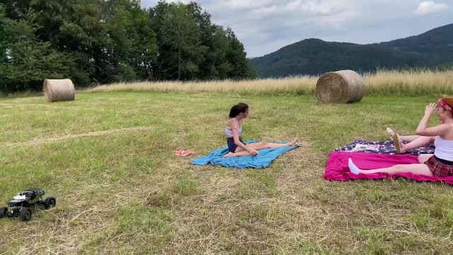 Yoga and Gymnastics Outdoors without Panties in School ...