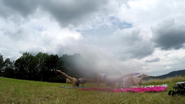 Yoga and Gymnastics Outdoors without Panties in School ...