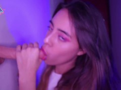 Blowjob with a big and realistic dildo- Sloppy blowjob Deep Throat