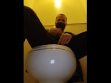 cumshot in the floor of public mall toilet